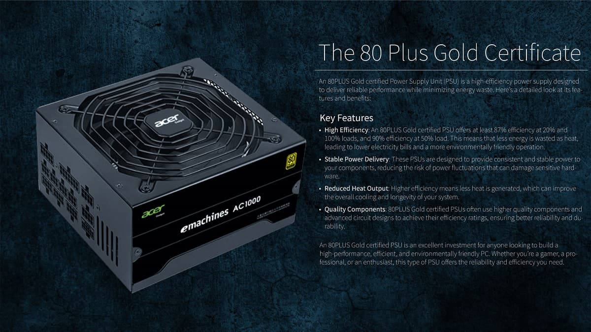 ACER AC1000 FULL MODULAR ATX 3.0 POWER SUPPLY